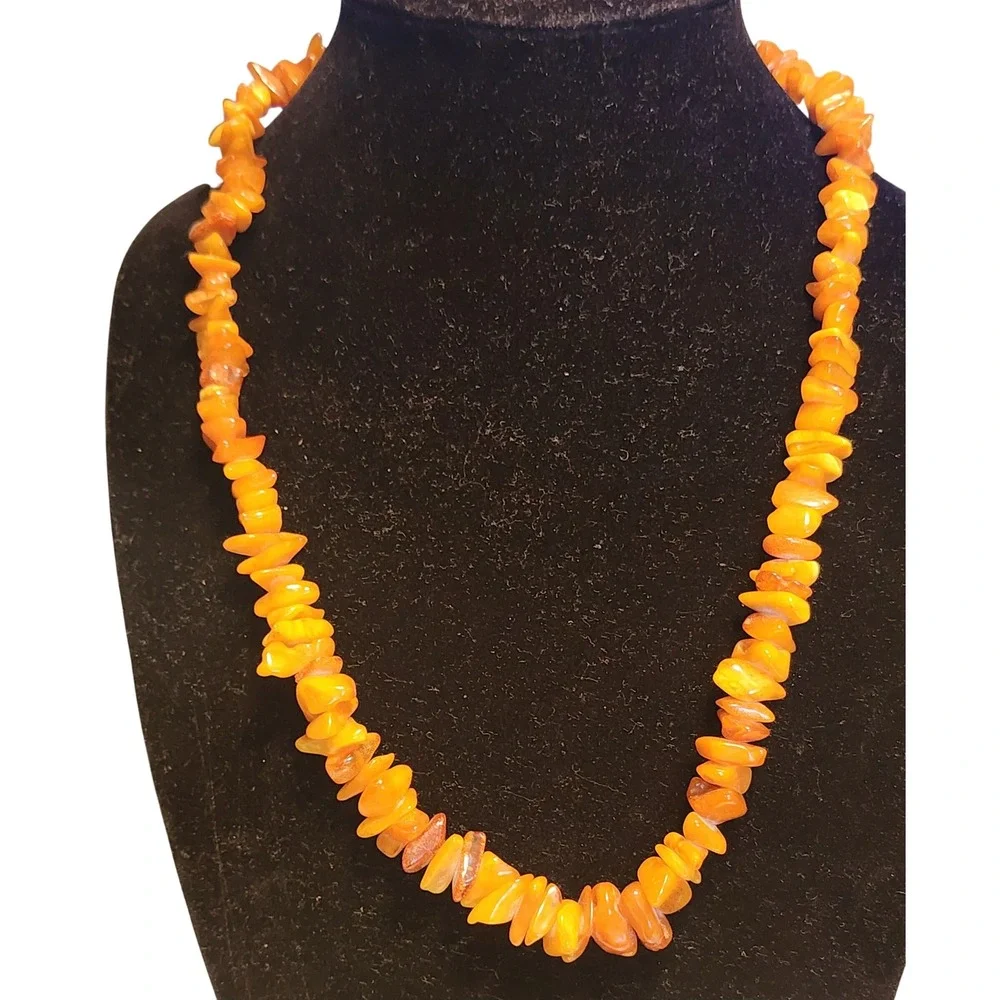 Vintage Natural Baltic Amber Chip Necklace Honey Butterscotch 24